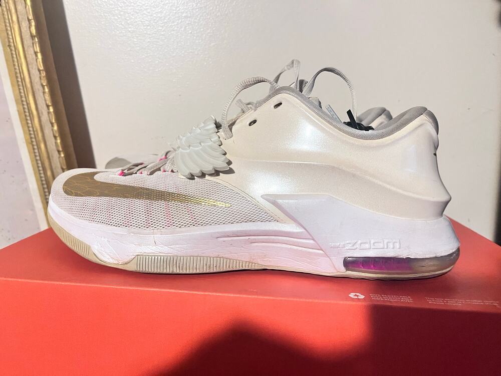 2014 Mens Nike KD 7 PRM Aunt Pearl Pink Pow Platinum Size 11.5 Used OG